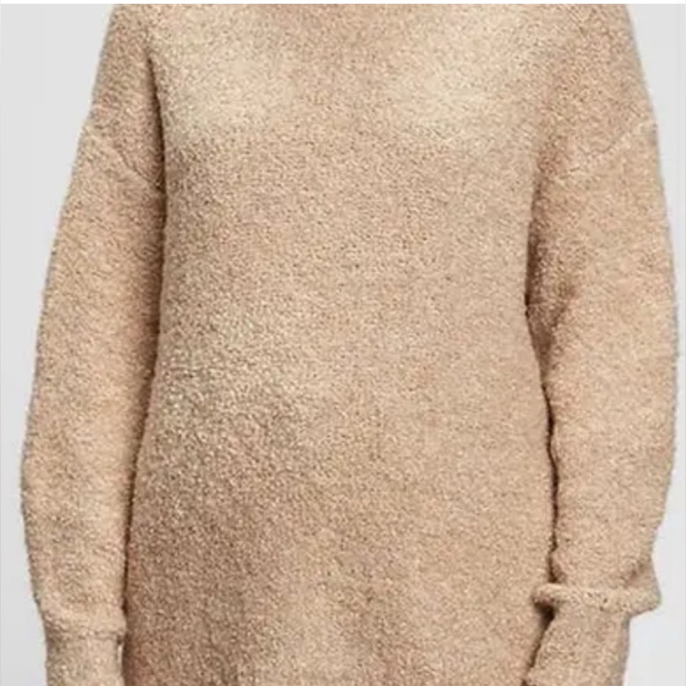 NWT GAP Cozy Boucle Turtleneck Tunic Sweater Wheat Beige L Cowl Neck Warm Knit - Picture 5 of 16